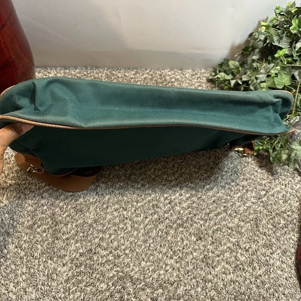 VTG Polo Ralph Lauren Shoulder Laptop Messenger Bag Green Brown Travel